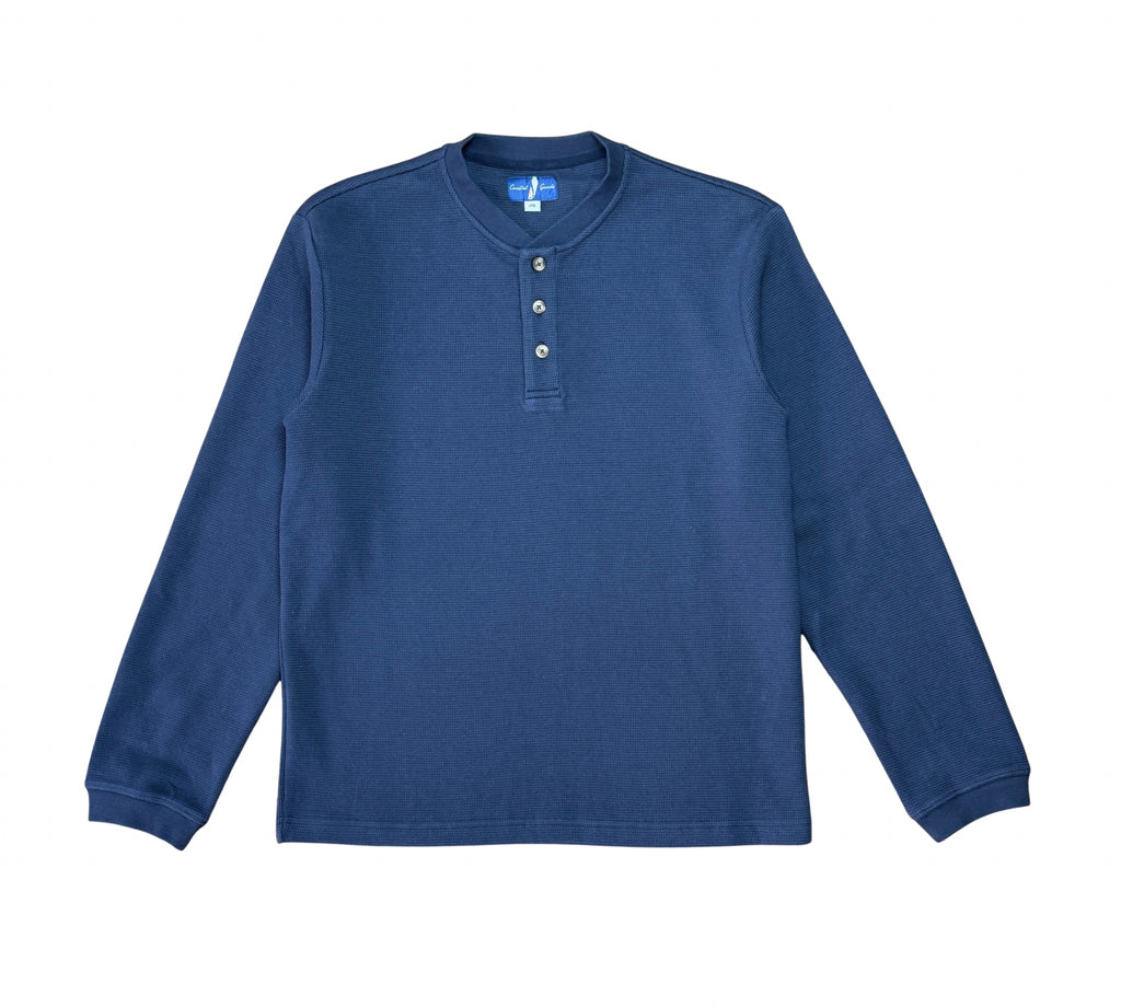 Navy Waffle Knit Henley